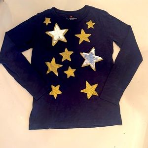 Adorable Navy Crewcuts Shirt with Sequined Stars. Like New!